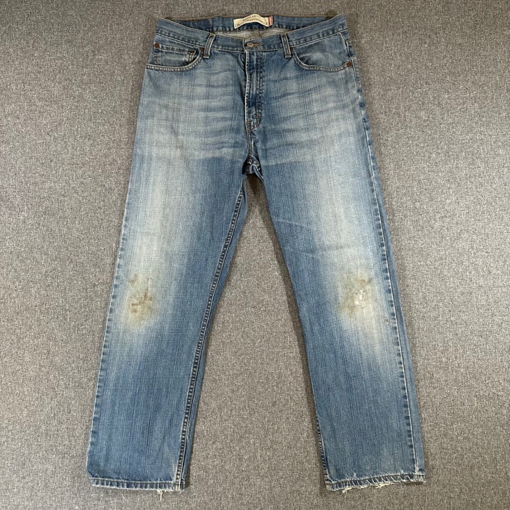 Levi's Jeans Mens 34 Regular Fit Coupe Traditionnelle Blue Stained